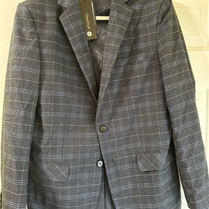 cloudstyle Men's Blazer Jacket L Gray Windowpane Plaid 2 Button NWT